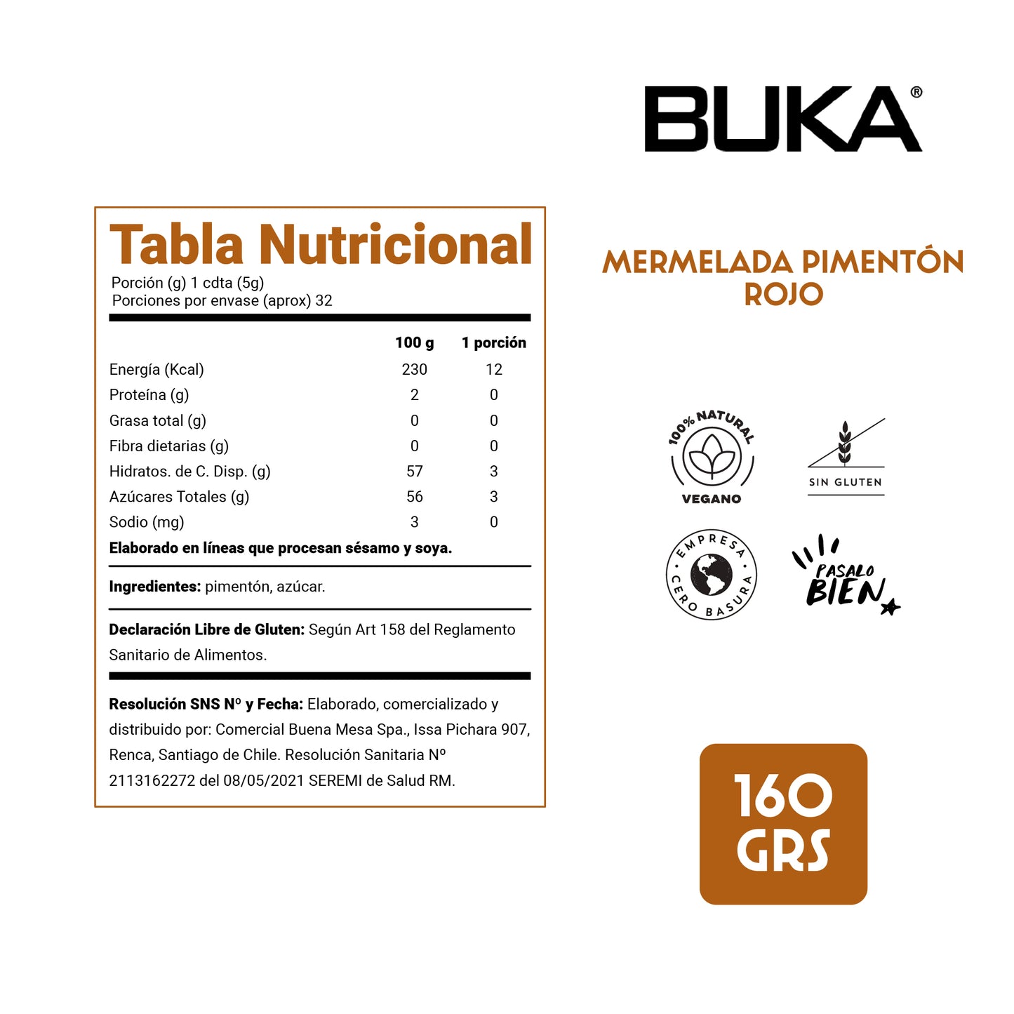 Mermelada Pimentón Rojo 160g