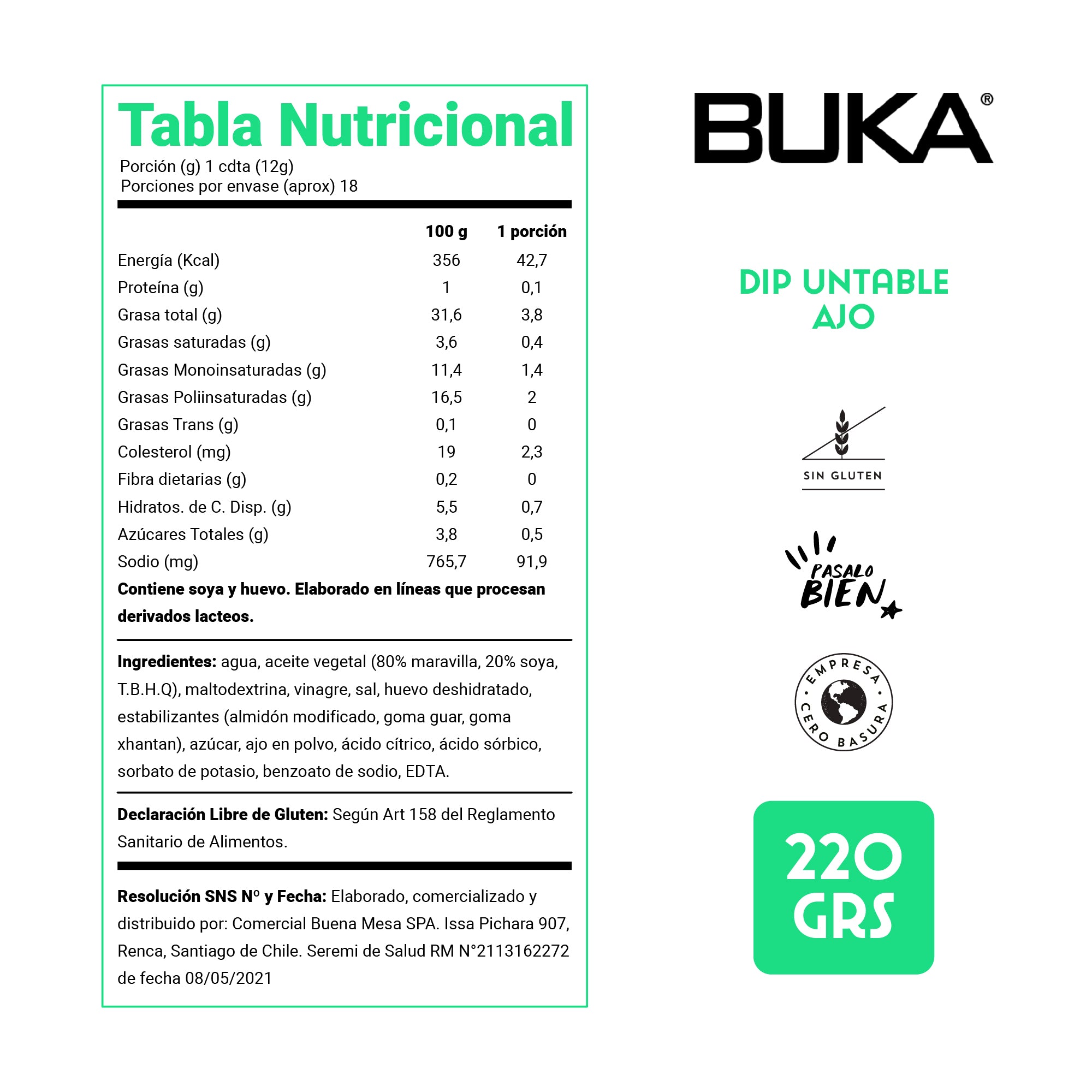 Dip Ajo Suave Tostado 220g