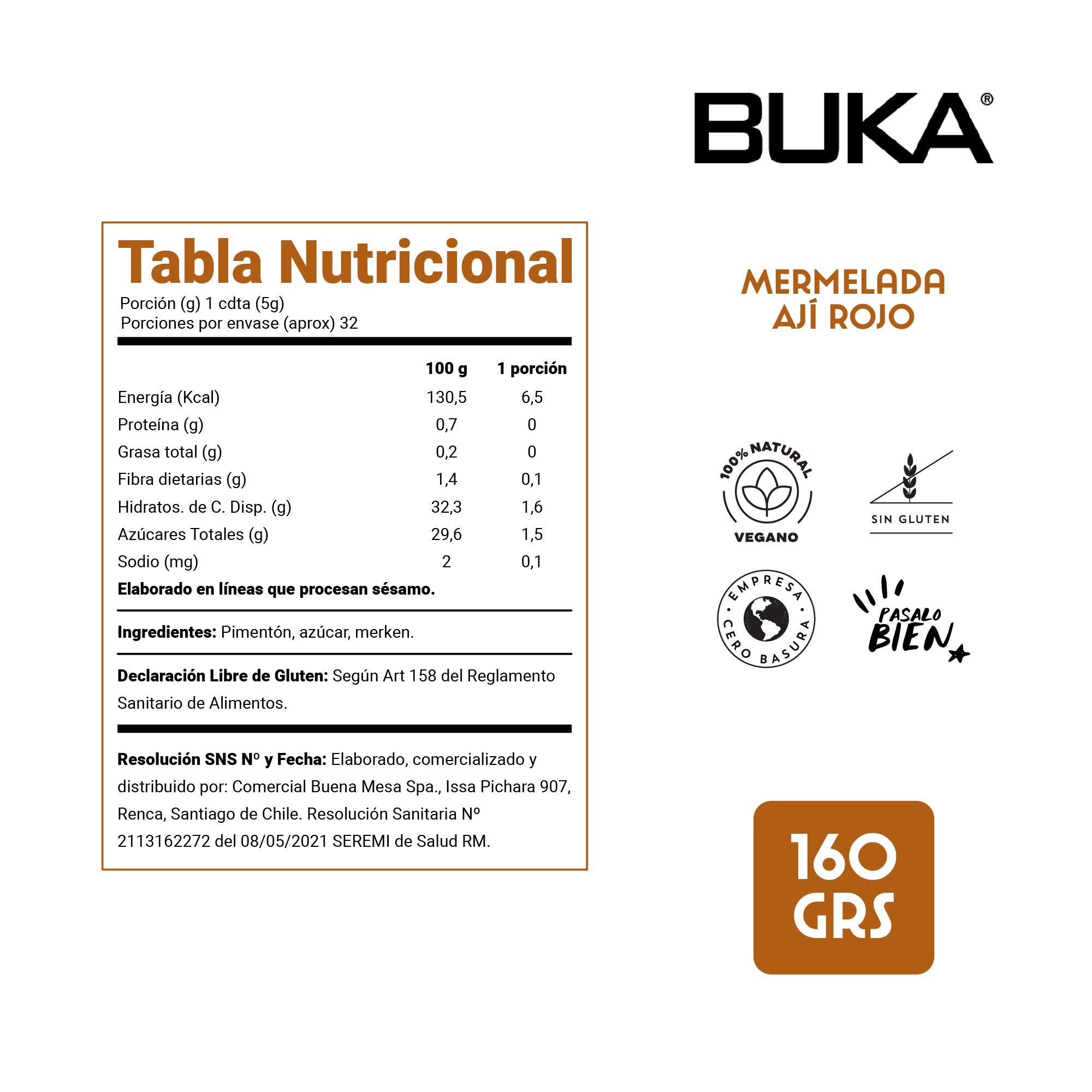 Mermelada Ají Rojo 160g