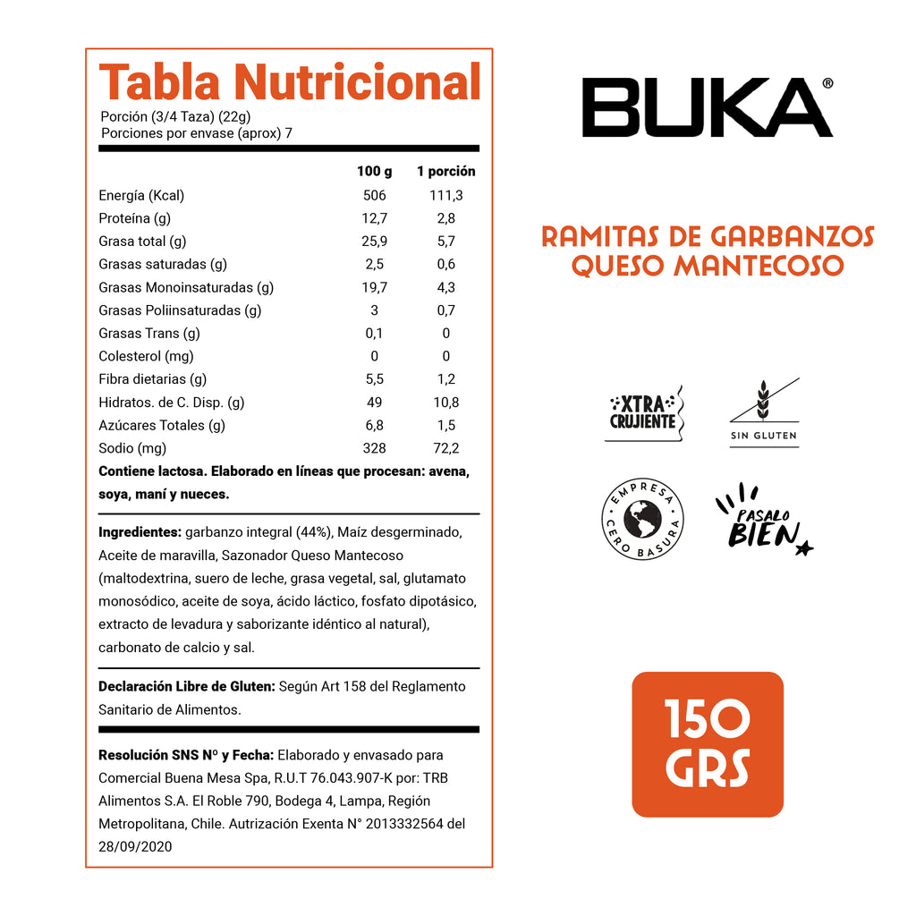 Ramitas de Garbanzo Sabor Queso Mantecoso 150g