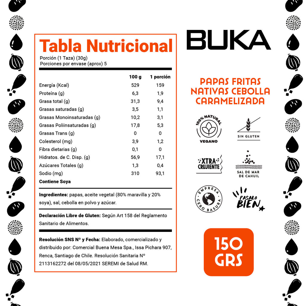 Papas Fritas con Papas Nativas Cebolla Caramelizada 150g