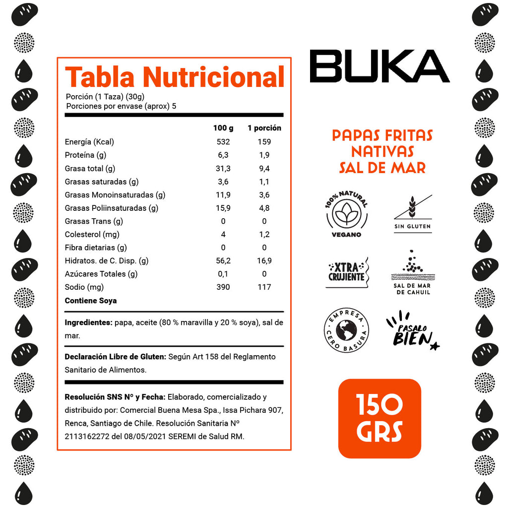 Papas Fritas con Papas Nativas Sal de Mar 150g